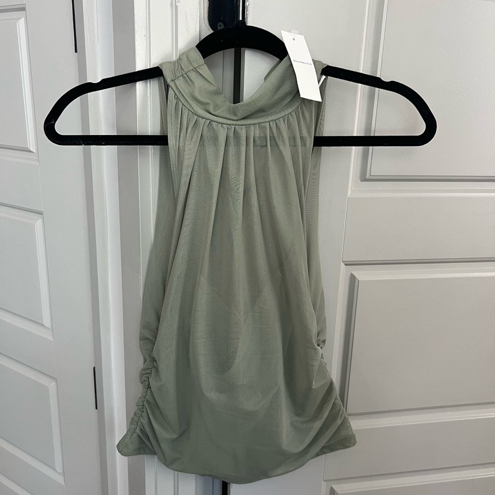 Abercrombie & Fitch Ruched Mesh Halter Top